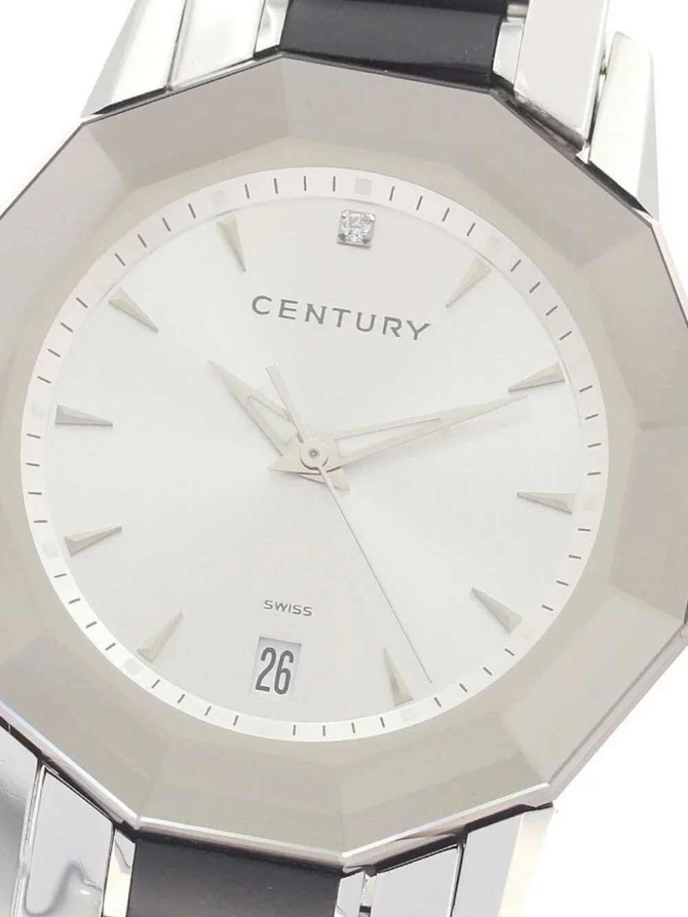 CENTURY Time gem 1P diamond date Silver Dial Quartz Men's Watch_948566